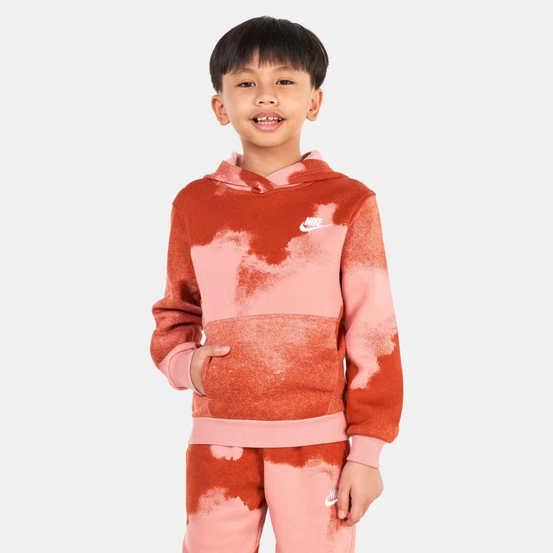 Nike Kids' Club Fleece Washed Allover Print Hoodie