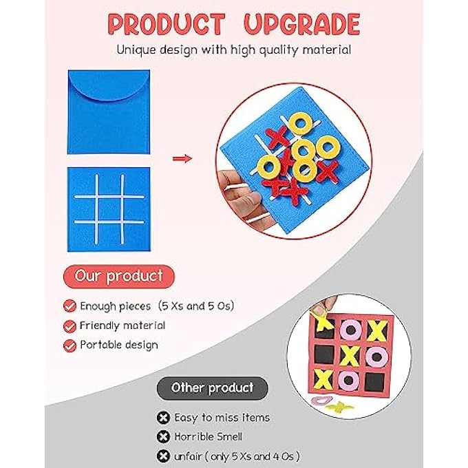 PYEBE Kids and Family Board Game, Tic Tac Toe Mini Board Game Toy ,Birthday Party Favors,Goody Bag,Fun Indoor Game Night Activity,Gifts for Students,Easy to Store (12 Pack) - Image 4
