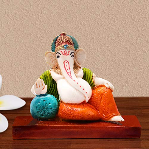 Karigaari India Handcrafted Polyresin Eco Friendly Lord Ganesha Ganpati Idol Figurine Multicolor | Spiritual Lord Ganesha Statue for Home Office Decor Gift Festival Puja Vastu Positive Energy - Image 1