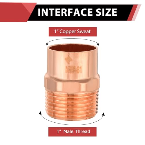 EFIELD Pack of 5 EFIELD 1Inch Copper Male Adapter C x MNPT LF Copper Plumbing Fittings with Sweat Solder X MNPT Connection 1inchCOPPER053 - Image 3