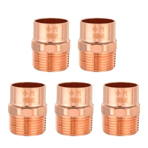 EFIELD Pack of 5 EFIELD 1Inch Copper Male Adapter C x MNPT LF Copper Plumbing Fittings with Sweat Solder X MNPT Connection 1inchCOPPER053 - Image 1