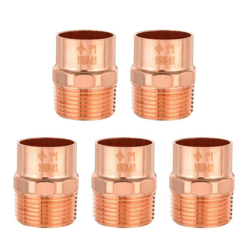 EFIELD Pack of 5 EFIELD 1Inch Copper Male Adapter C x MNPT LF Copper Plumbing Fittings with Sweat Solder X MNPT Connection 1inchCOPPER053 - Image 2