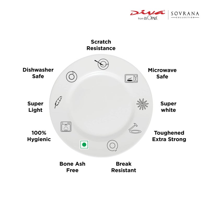 La Opala Diva Sovrana Collection Opal Glass Crockery | Vegetable Bowl 180 ml Set of 6 Regent Blue | Bowls for dal & Condiments | Microwave Safe | 100% Vegetarian | Extra Strong | Super Light & White - Image 3