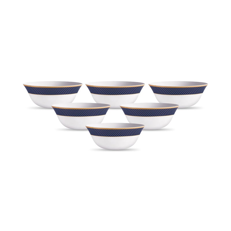 La Opala Diva Sovrana Collection Opal Glass Crockery | Vegetable Bowl 180 ml Set of 6 Regent Blue | Bowls for dal & Condiments | Microwave Safe | 100% Vegetarian | Extra Strong | Super Light & White - Image 4