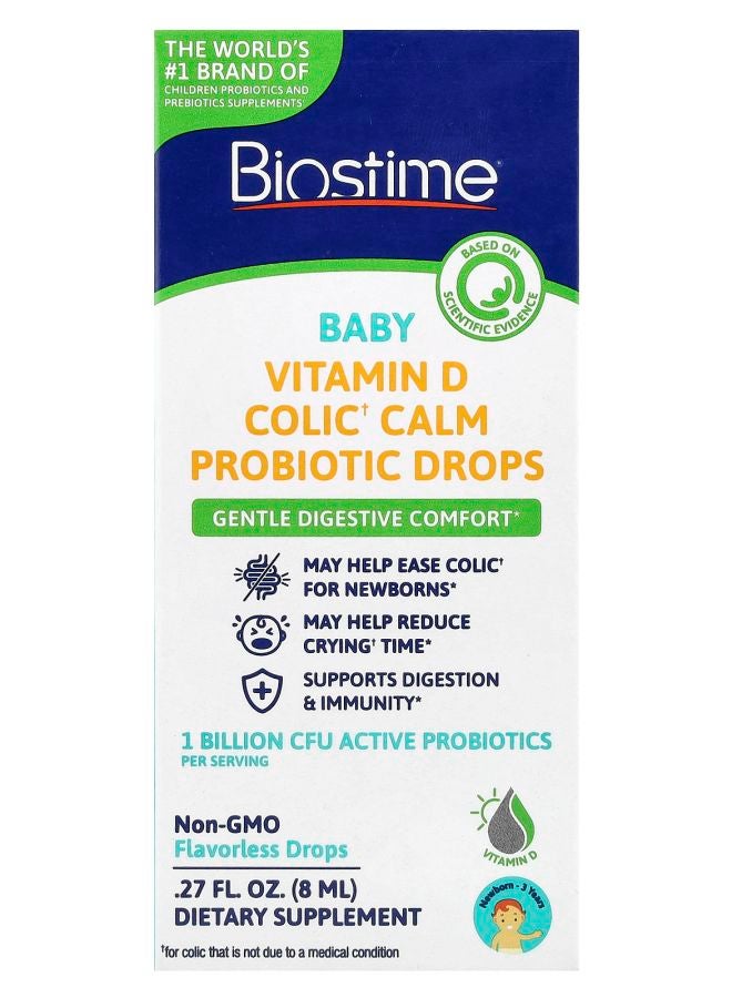 Baby Vitamin D Colic Calm Probiotic Drops Newborn3 Years Flavorless 0.27 fl oz (8 ml)