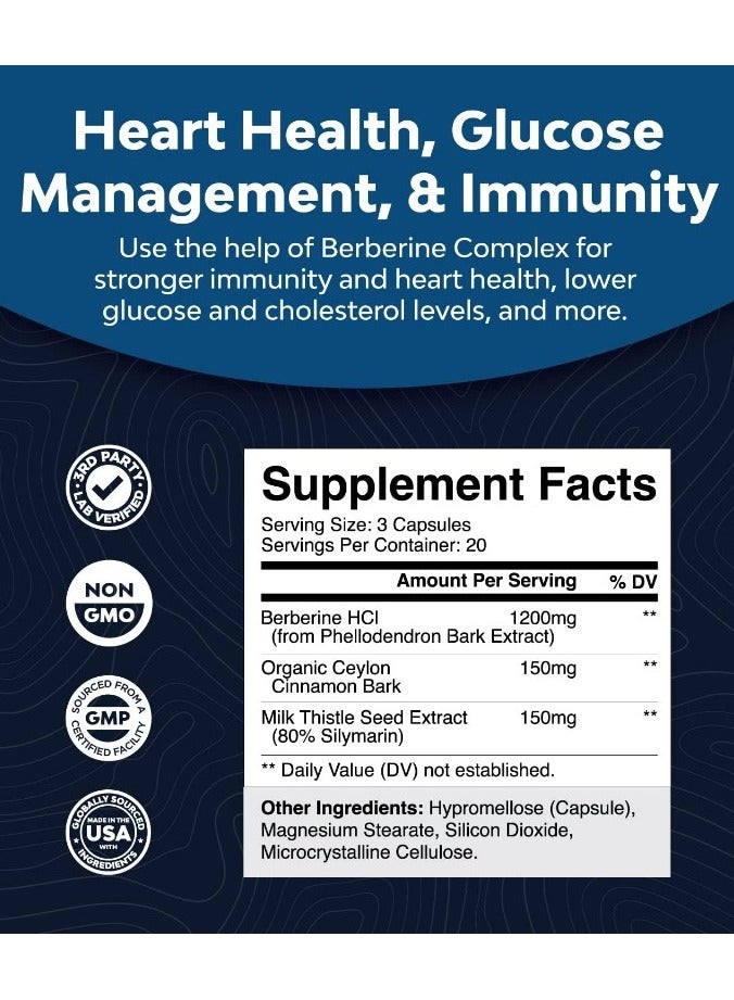 Natures Craft مركب بيربرين المتقدم، مستخلصات عشبية، 60 كبسولة - Image 3