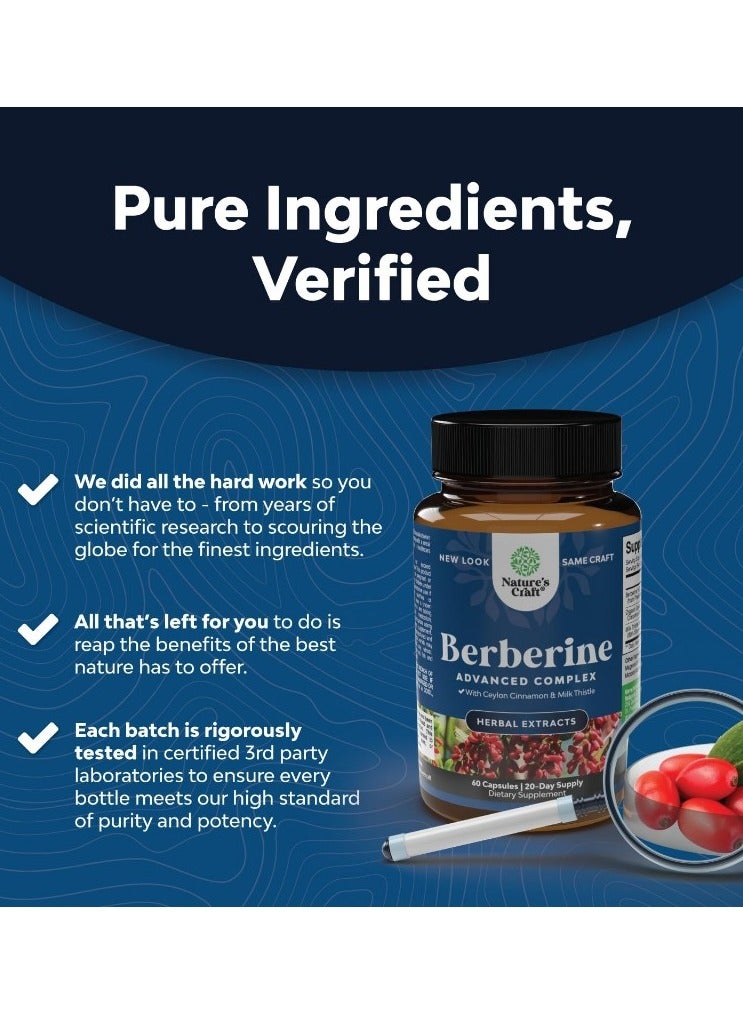 Natures Craft مركب بيربرين المتقدم، مستخلصات عشبية، 60 كبسولة - Image 4