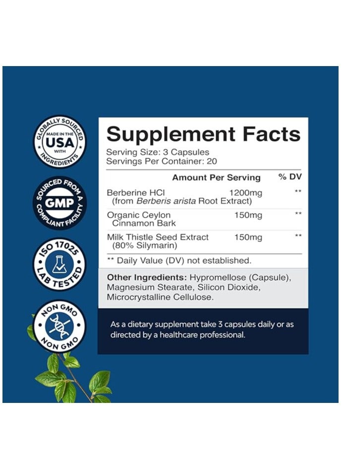 Natures Craft مركب بيربرين المتقدم، مستخلصات عشبية، 60 كبسولة - Image 2