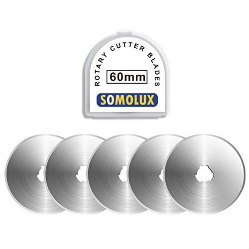 Somolux SOMOLUX Somolux 60mm Rotary Blades 5 Pack by, Fits OLFA,Fiskars,Dremel,Truecut,DAFA Cutter Replacement, Quilting  - Image 1