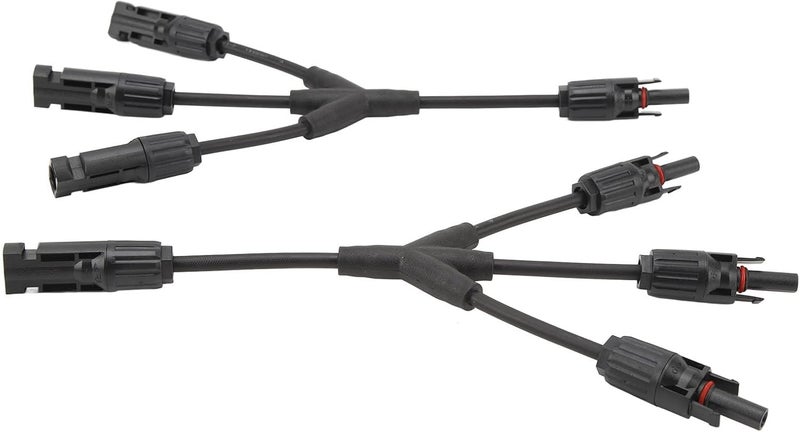Solar Panel Connectors, PPO Solar Y Branch Connector Cable 1 to 3 Splitter with IP67 Protection, Self Locking High Current Photovoltaic Connector Cable for Panel Arrays - Image 1