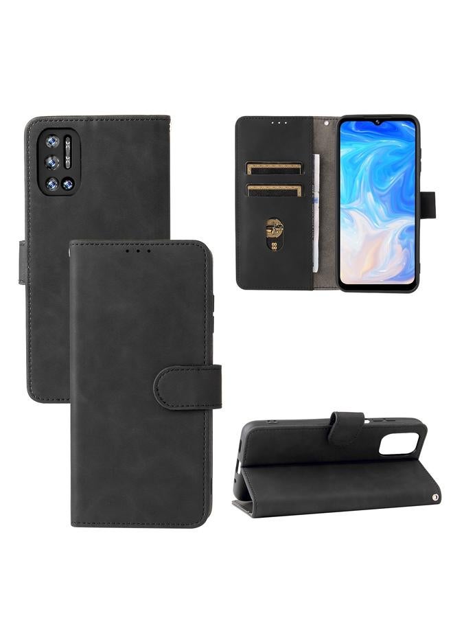 اس-توب جراب لهاتف Doogee N40 Pro بلون سادة مع إبزيم مغناطيسي من جلد البولي يوريثان مع حامل وفتحات للبطاقات ومحفظة - Image 1