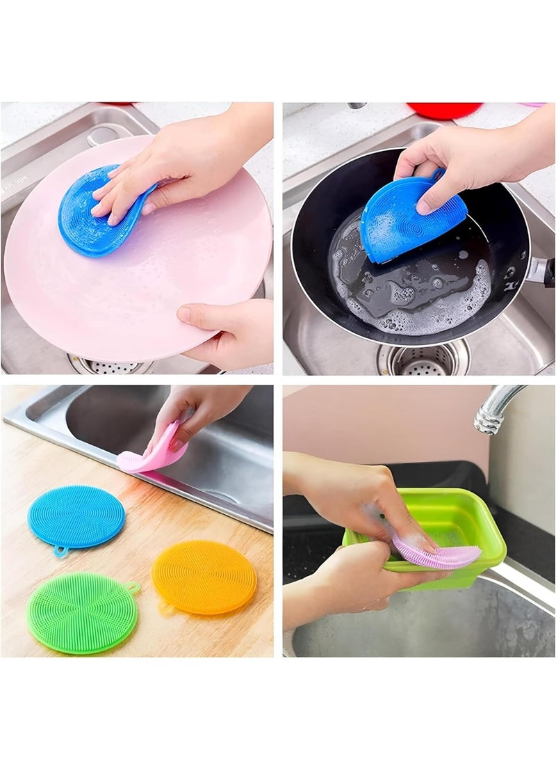 إسفنجات سيليكون مزدوجة الجوانب قابلة لإعادة الاستخدام - مضادة للبكتيريا، غير قابلة للخدش، لتنظيف الخضراوات والفواكه والأطباق - قطعتان - Image 2