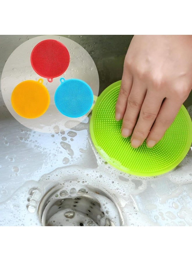 إسفنجات سيليكون مزدوجة الجوانب قابلة لإعادة الاستخدام - مضادة للبكتيريا، غير قابلة للخدش، لتنظيف الخضراوات والفواكه والأطباق - قطعتان - Image 3