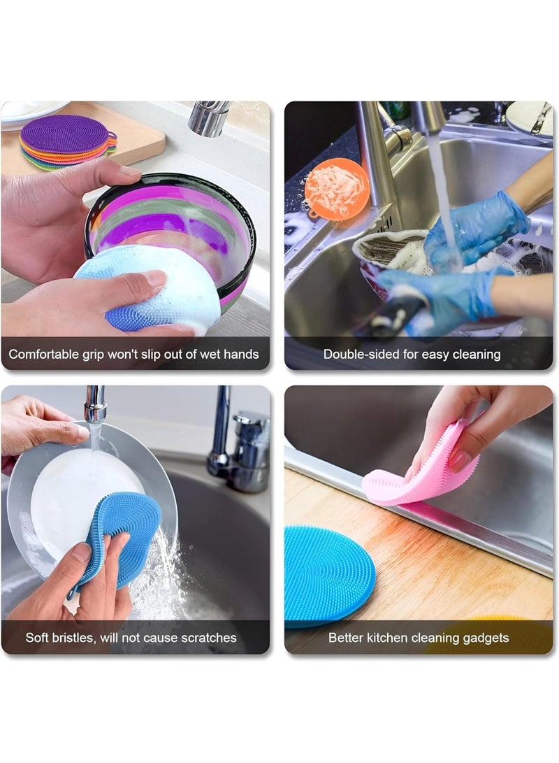 إسفنجات سيليكون مزدوجة الجوانب قابلة لإعادة الاستخدام - مضادة للبكتيريا، غير قابلة للخدش، لتنظيف الخضراوات والفواكه والأطباق - قطعتان - Image 4
