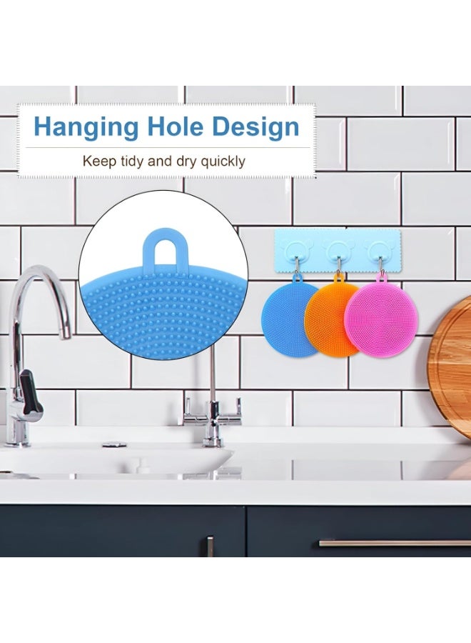 إسفنجات سيليكون مزدوجة الجوانب قابلة لإعادة الاستخدام - مضادة للبكتيريا، غير قابلة للخدش، لتنظيف الخضراوات والفواكه والأطباق - قطعتان - Image 5