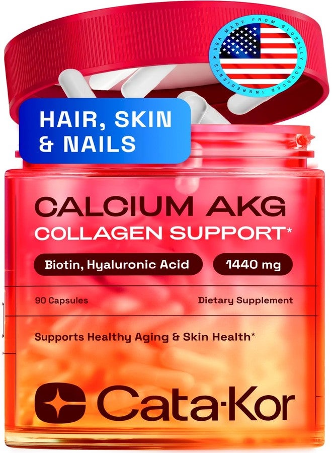 Cata-Kor Hair Skin and Nails Vitamins for Women – Biotin Collagen Hair Supplement | Hyaluronic Acid | Calcium AKG | MSM | Vitamin C & Vitamin D3 K2 – Hair Growth Vitamins for Women – 90 Caps (1 Pack) - Image 1