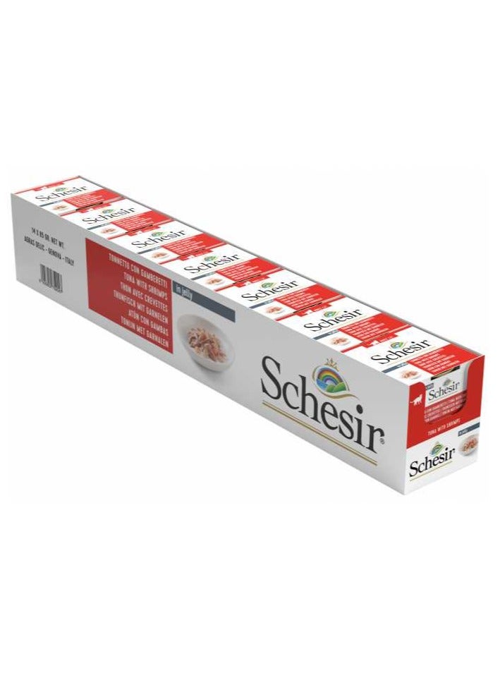 Schesir طعام رطب للقطط البالغة: تونة مع روبيان 14X85غ - Image 1
