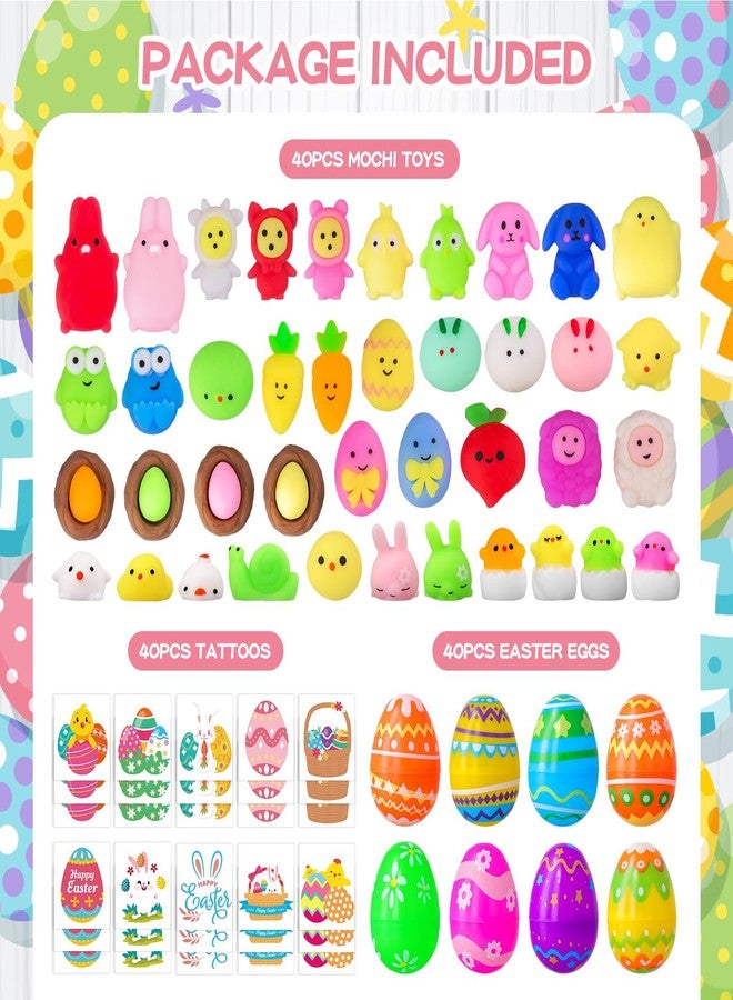 Garma 40pcs Easter Filled Eggs with 40pcs Mochi Squishies Toys and 40pcs Kawaii Tattoos Basket Egg Stuffers Stress Relief Toys for Kids Easter Egg Hunt Fillers, Party Favor, Classroom Prize Supplies - Image 3