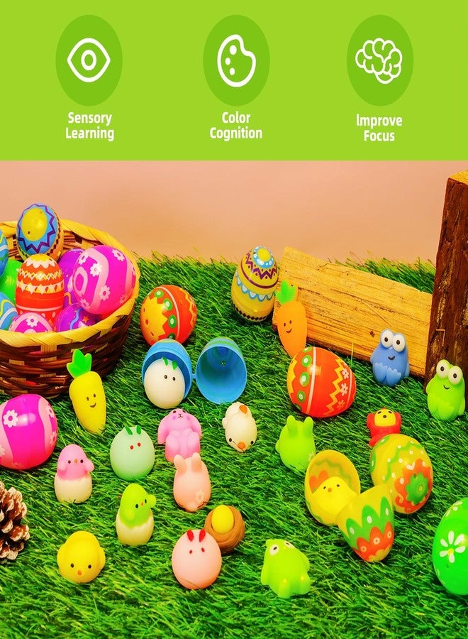 Garma 40pcs Easter Filled Eggs with 40pcs Mochi Squishies Toys and 40pcs Kawaii Tattoos Basket Egg Stuffers Stress Relief Toys for Kids Easter Egg Hunt Fillers, Party Favor, Classroom Prize Supplies - Image 4