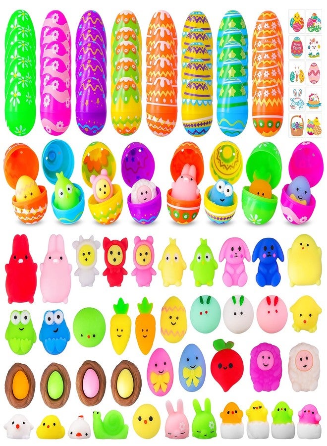 Garma 40pcs Easter Filled Eggs with 40pcs Mochi Squishies Toys and 40pcs Kawaii Tattoos Basket Egg Stuffers Stress Relief Toys for Kids Easter Egg Hunt Fillers, Party Favor, Classroom Prize Supplies - Image 1