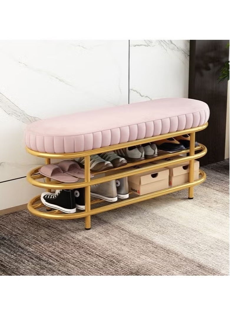 Generic Shoe Bench Metal Frame , 2-Tier Shoe Rack Upholstered Shoe Bench with Padded Seat for Entryway, Hallway, Living Room, Bedroom  - Image 1