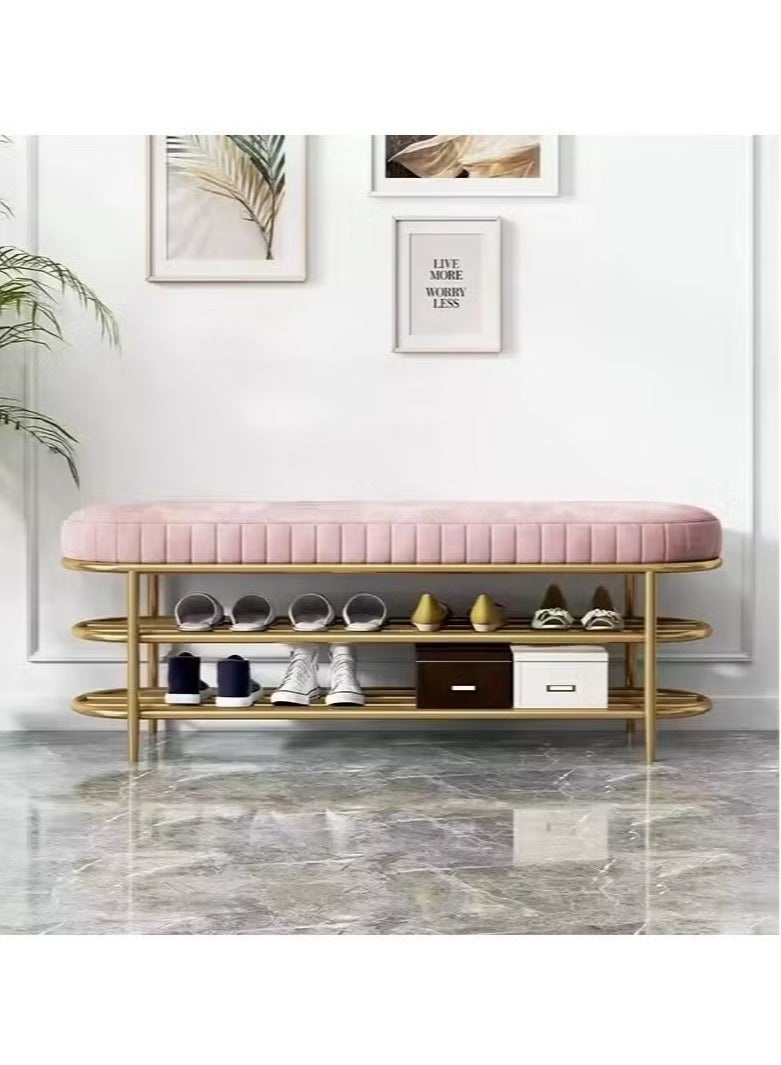 Generic Shoe Bench Metal Frame , 2-Tier Shoe Rack Upholstered Shoe Bench with Padded Seat for Entryway, Hallway, Living Room, Bedroom  - Image 2