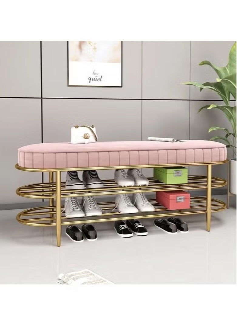 Generic Shoe Bench Metal Frame , 2-Tier Shoe Rack Upholstered Shoe Bench with Padded Seat for Entryway, Hallway, Living Room, Bedroom  - Image 3