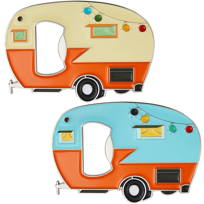 Honeydak Bottle Openers Magnetic with Fridge Magnet Sticker Refrigerator Magnet Beer Bottle Openers RV Caravan Camper Bottle Openers for Indoor Outdoor Picnic Home Kitchen Tools Blue Yellow2 Pieces