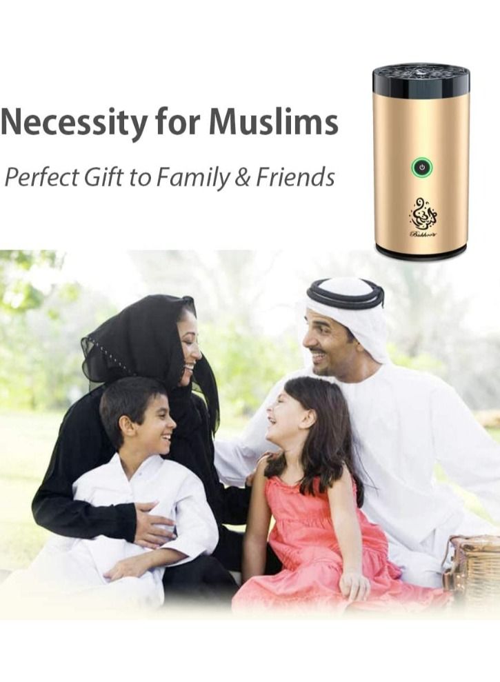 ACLIX Electric Bakhoor Ramadan Arabic Aroma Diffuser for Home Office Mini Car Rechargeable Portable Mini USB Power Incense Burner(Gold) - Image 4