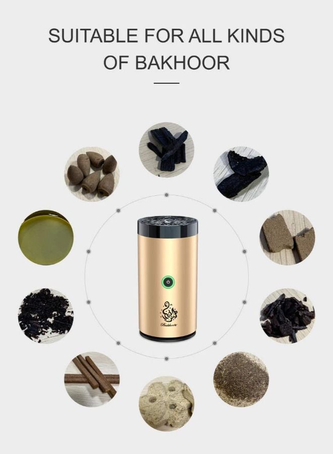 ACLIX Electric Bakhoor Ramadan Arabic Aroma Diffuser for Home Office Mini Car Rechargeable Portable Mini USB Power Incense Burner(Gold) - Image 3