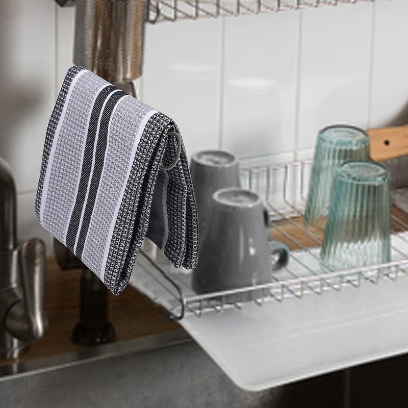 Goroly Home Kitchen Towels 18x28 Inch Set of 6 Honey Comb Design Super Absorbent Quick Dry Soft 100 Cotton Dish Towels for Wiping Hands Drying Dishes Cleaning Dishcloths Set  Black Grey - Image 5