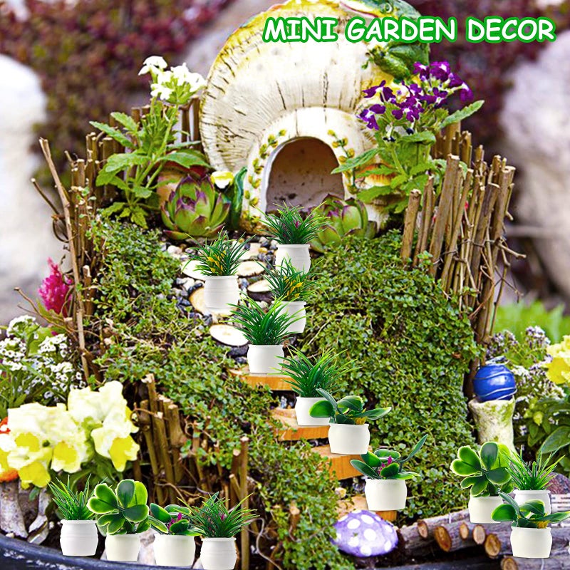 cobee Miniature Dollhouse Plant Set,14 Pieces Dolls House Bonsai Plant 1:12 Mini Garden Potted Plants Tiny Flower Model Greenery Ornament Fairy Garden Dollhouse Accessories Decoration - Image 2