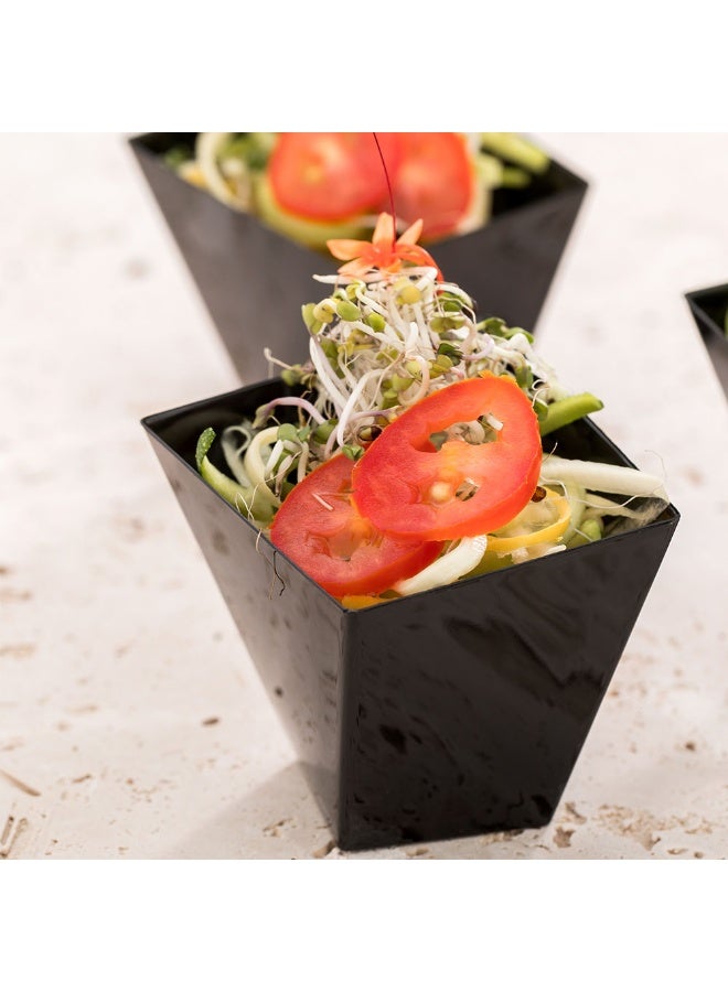 Restaurantware 2 Ounce Dessert Dishes, 100 Disposable Mini Party Serving Cups - Durable, Sustainable, Black Plastic Girata Dishes, Serve Drinks, Desserts, Or Samples, For Weddings Or Catering - Image 3