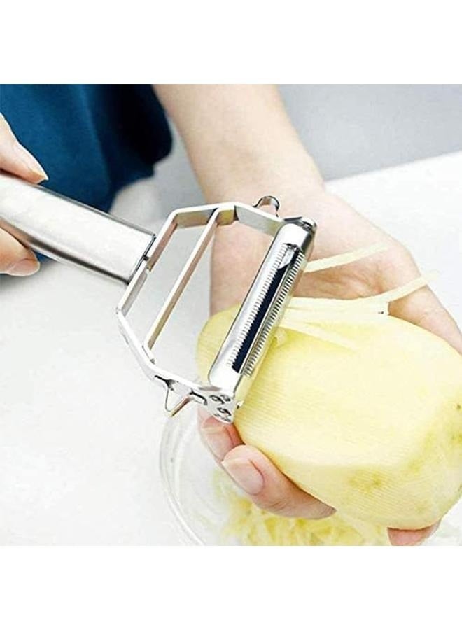 Dual Stainless Steel Vegetable Peeler Silver 18x8.2x2.4centimeter,Vegetable Spaghetti Spiralizer Slicer Easy Spiral Zucchini Noodle Carrot  - Image 2