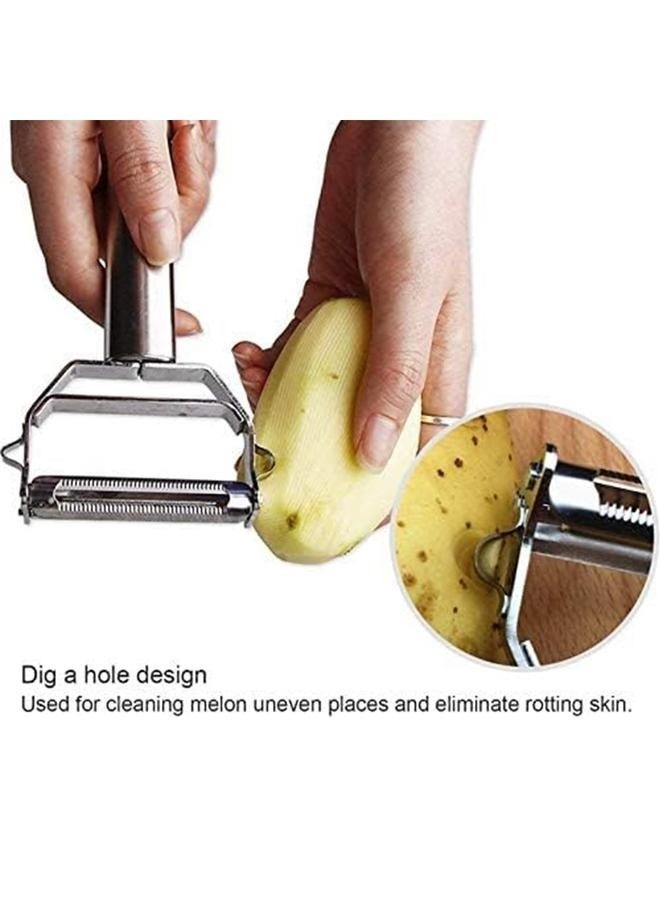 Dual Stainless Steel Vegetable Peeler Silver 18x8.2x2.4centimeter,Vegetable Spaghetti Spiralizer Slicer Easy Spiral Zucchini Noodle Carrot  - Image 3