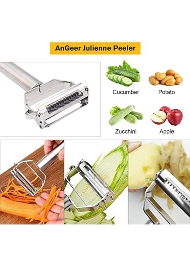 Dual Stainless Steel Vegetable Peeler Silver 18x8.2x2.4centimeter,Vegetable Spaghetti Spiralizer Slicer Easy Spiral Zucchini Noodle Carrot  - Image 4