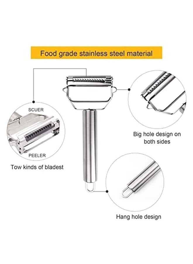 Dual Stainless Steel Vegetable Peeler Silver 18x8.2x2.4centimeter,Vegetable Spaghetti Spiralizer Slicer Easy Spiral Zucchini Noodle Carrot  - Image 5