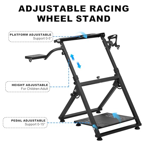 CXRCY Racing Wheel Stand with Cup Holder Height Adjustable & Foldable Steering Wheel Stand Compatible with Logitech G920 G29 G27 G25 Gaming Cockpit (Wheel and Pedals Not Included) - Image 4