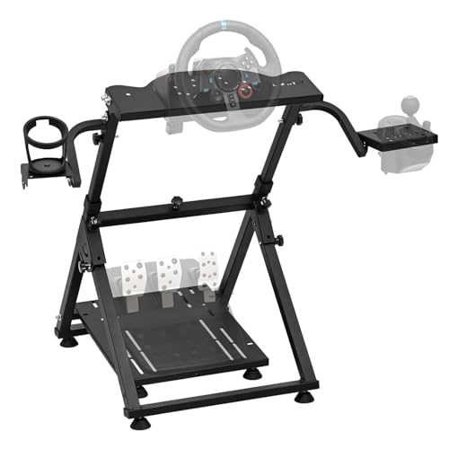 CXRCY Racing Wheel Stand with Cup Holder Height Adjustable & Foldable Steering Wheel Stand Compatible with Logitech G920 G29 G27 G25 Gaming Cockpit (Wheel and Pedals Not Included) - Image 2