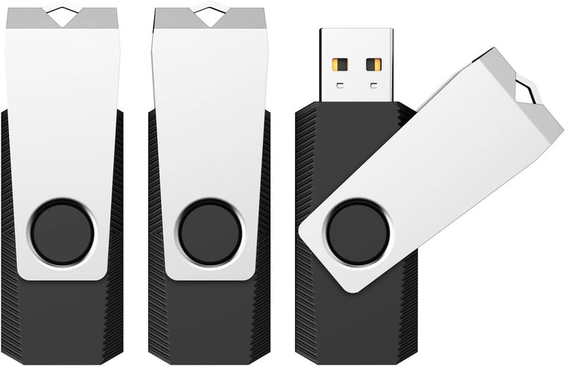 RAOYI 3 Pack 32GB USB 2.0 Flash Drive Swivel Thumb Drives Jump Drive Memory Sticks Pen Drive (Black) - Image 1