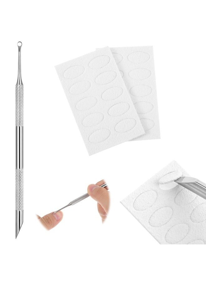 AOZUO Cuticle Pusher and Cutter Remover, Professional Dual-Ended Stainless Steel Nail Cleaner with 20 Pcs Grit Sandpaper Sheets Nail Care Polish Tool for Manicure Pedicure Nail Art - Image 1