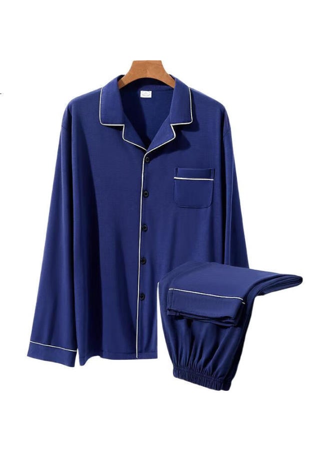 Madallo Men'S Simple And Fashionable Comfortable Skin-Friendly Cardigan Spring And Autumn Men'S Home Wear Set L - Image 2