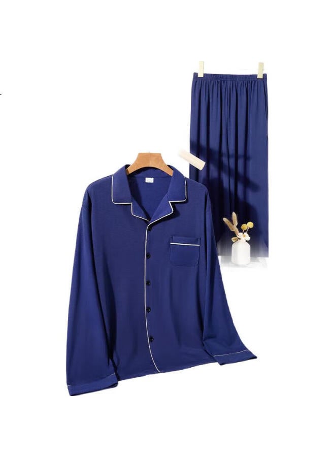 Madallo Men'S Simple And Fashionable Comfortable Skin-Friendly Cardigan Spring And Autumn Men'S Home Wear Set L - Image 1