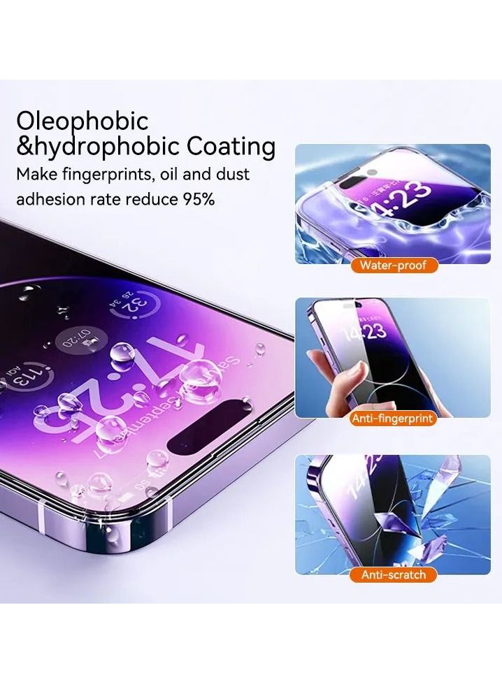 Color Fans iPhone 14 Pro Screen Protector (2023 Dust-Free Install), Full Coverage Tempered Glass Film 9H Hardness, Bubble Free - Image 5