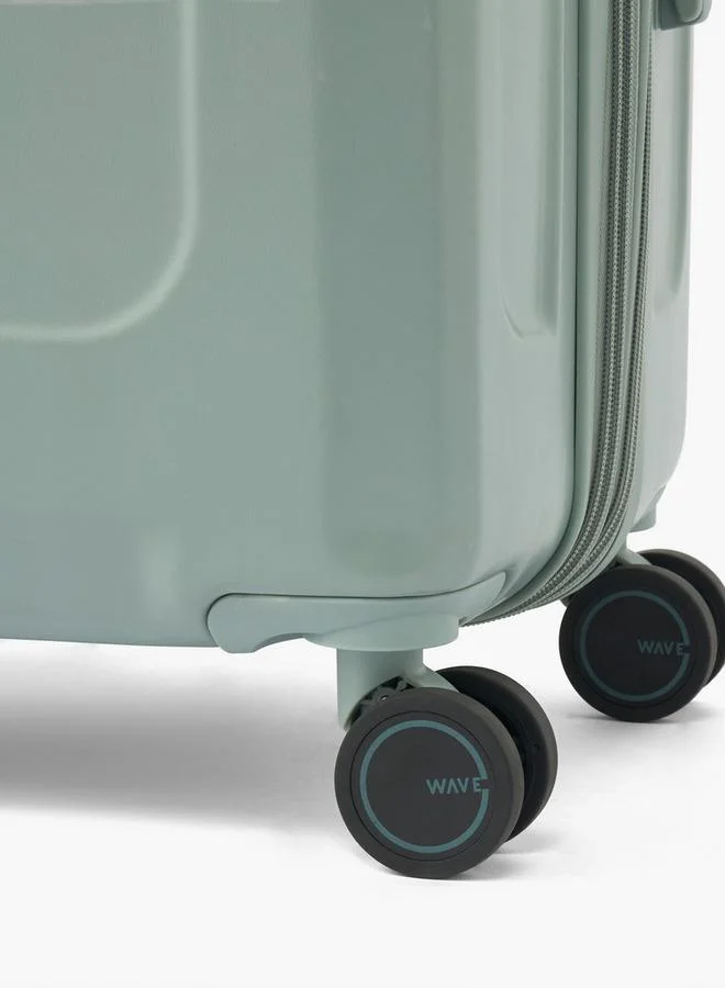 Wave GREEN Solid Hardcase Luggage Trolley With Retractable Handle - 24 Inches Check-In Bag  | Best Price UAE
