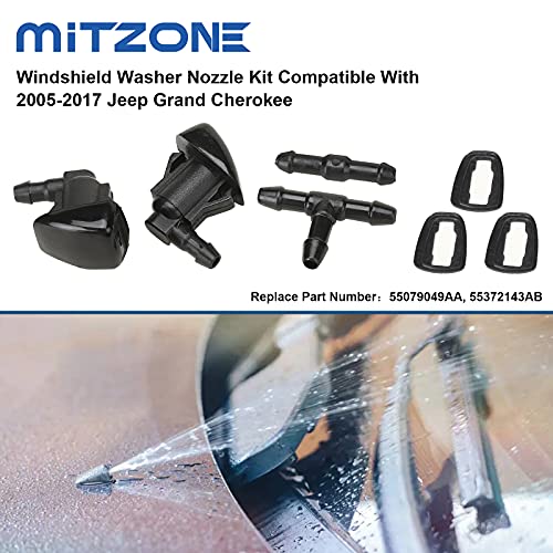 MITZONE مجموعة فوهة غسالة الزجاج الأمامي MITZONE متوافقة مع جيب جراند شيروكي 2005-2017 استبدال 55079049AA - Image 2