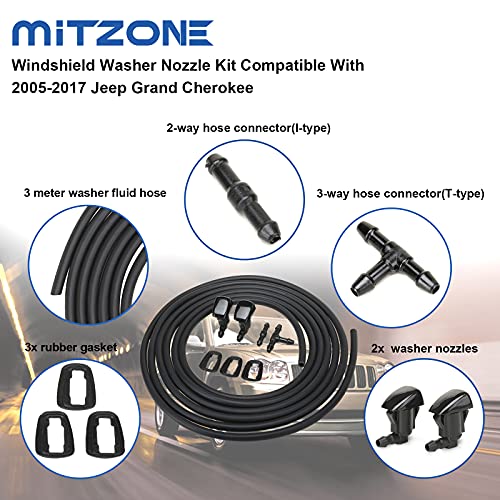 MITZONE مجموعة فوهة غسالة الزجاج الأمامي MITZONE متوافقة مع جيب جراند شيروكي 2005-2017 استبدال 55079049AA - Image 4