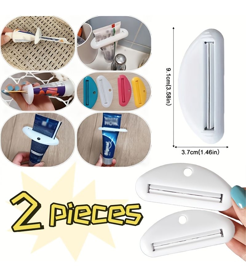 A Set Of Two White Toothpaste Squeezers Easy Manual Dispenser For Home Bathroom Use - Image 1