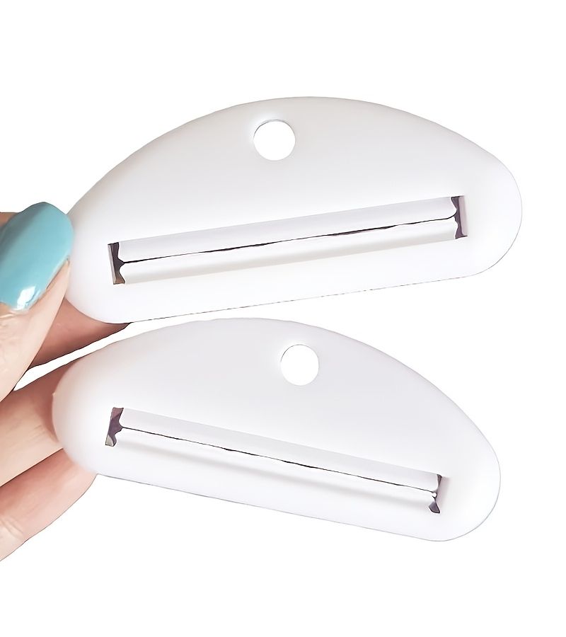 A Set Of Two White Toothpaste Squeezers Easy Manual Dispenser For Home Bathroom Use - Image 4