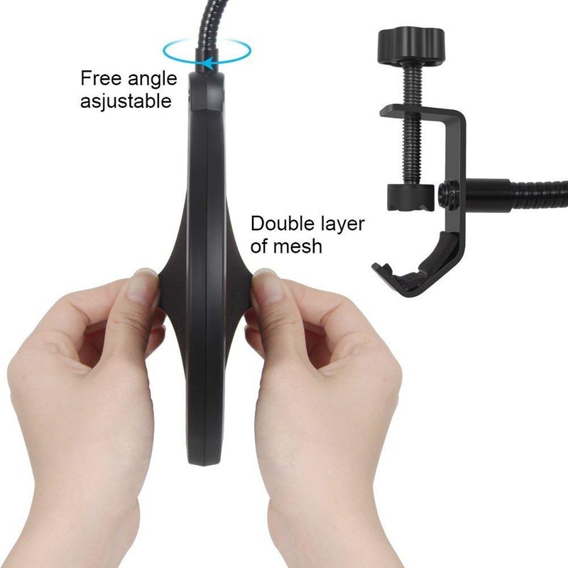 STELA Studio Microphone Pop Filter Shield Mask, Double Mesh Wind Screen with 360° Flexible Gooseneck and Quick Mount or Release Clamp for Recording, Singing and Broadcast Studio - Image 2